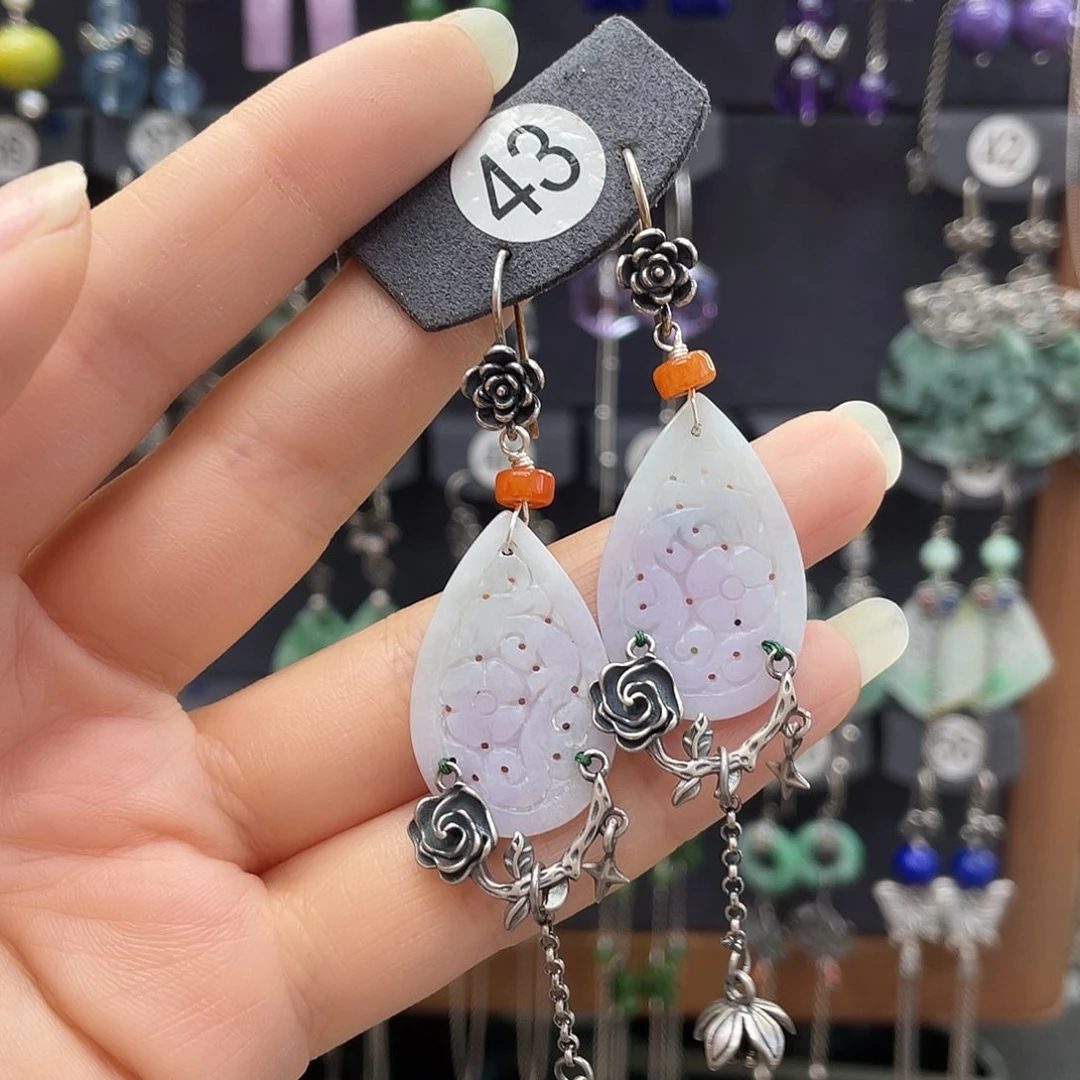 翡翠银S925镶嵌耳饰韩*茹108yjhhgh