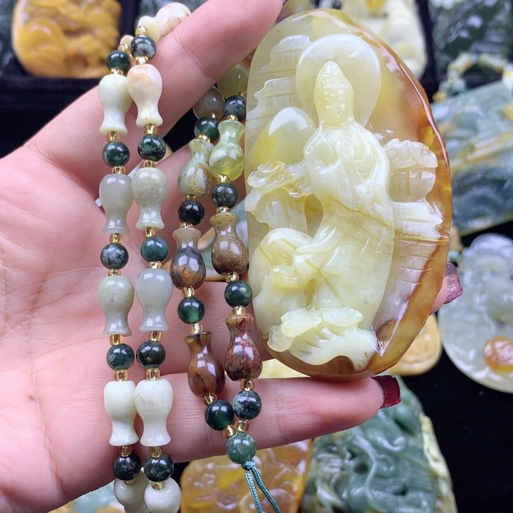 岫玉挂坠未镶嵌小***石挂坠