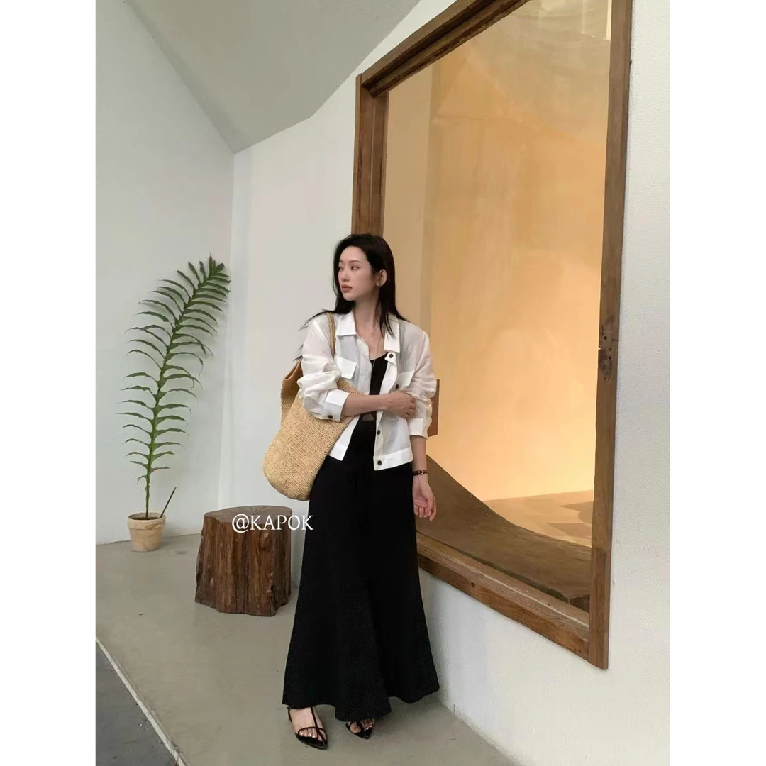 25198#KAPOK#韩系简约通勤百搭减龄薄款长袖防晒衫(福利)