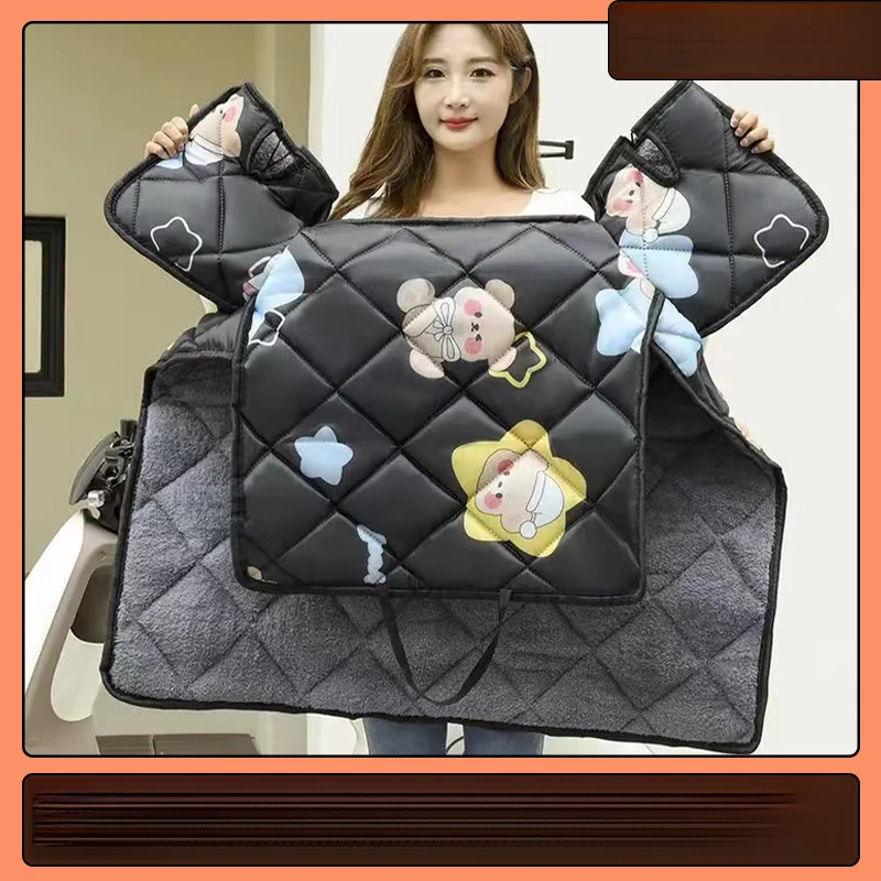 冬季挡风被电动车新款防寒保暖秋冬波点挡风被加绒加厚防风罩批发