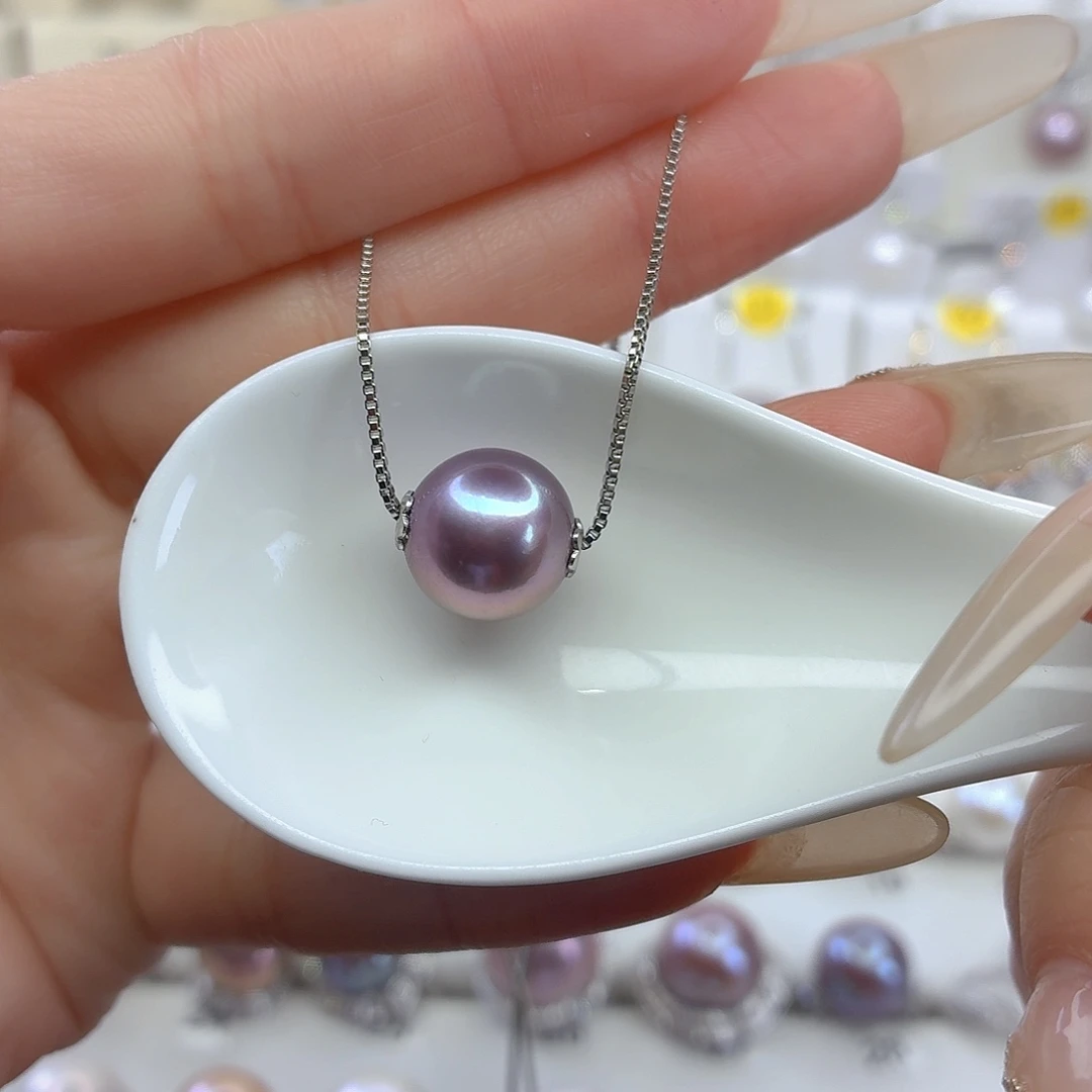 淡水珍珠银S925镶嵌颈饰F