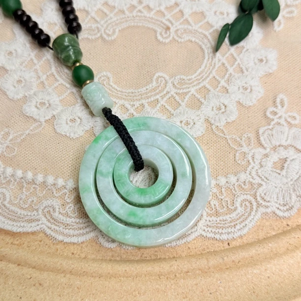 90新  【六六中古】孤品复古翡翠吊坠th5881链长80