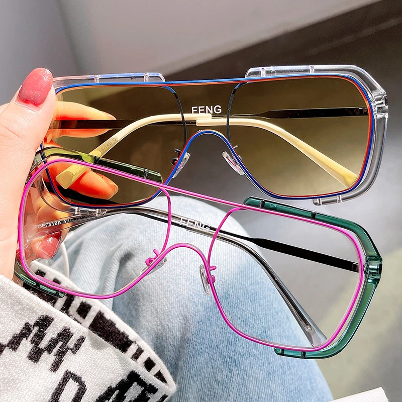 潮流时尚网红连体大框韩版ins墨镜同款新款眼镜开车太阳镜 滑雪镜