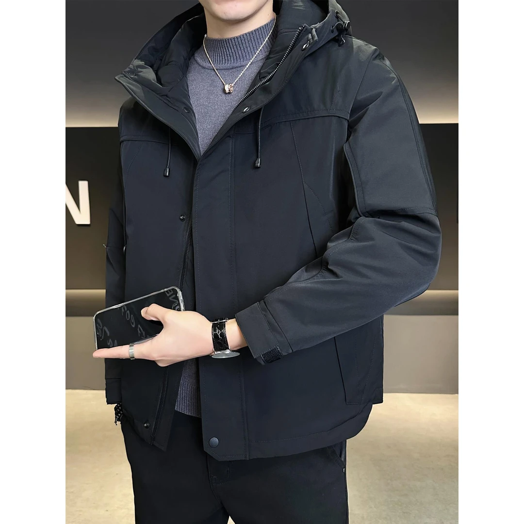 男士冲锋羽绒服男款冬季新款潮牌高级感加厚防寒户外连帽工装外套