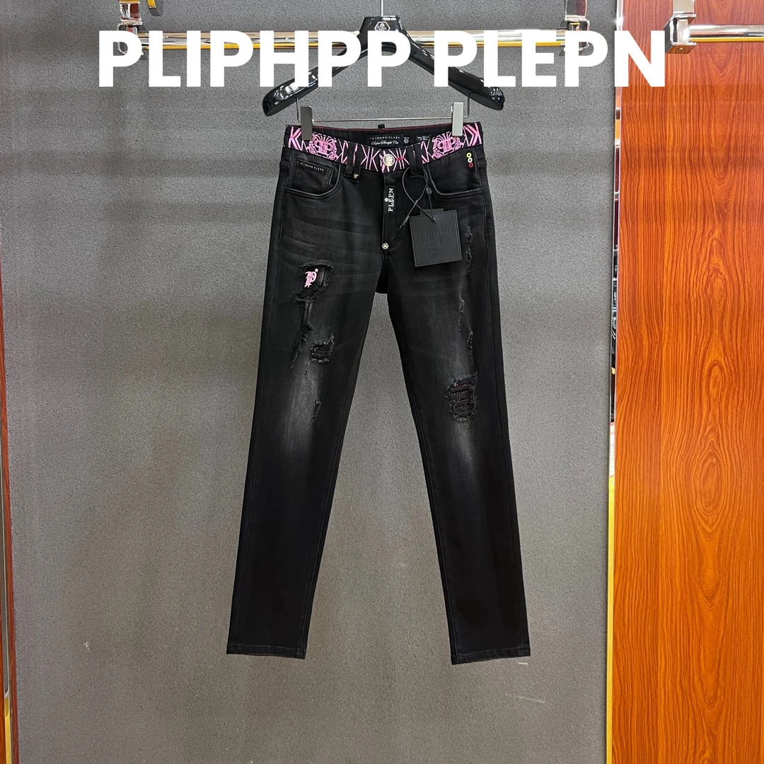 PLIPHPP PLEPN黑武士修身直筒牛仔裤时尚潮流男士薄款裤子9942