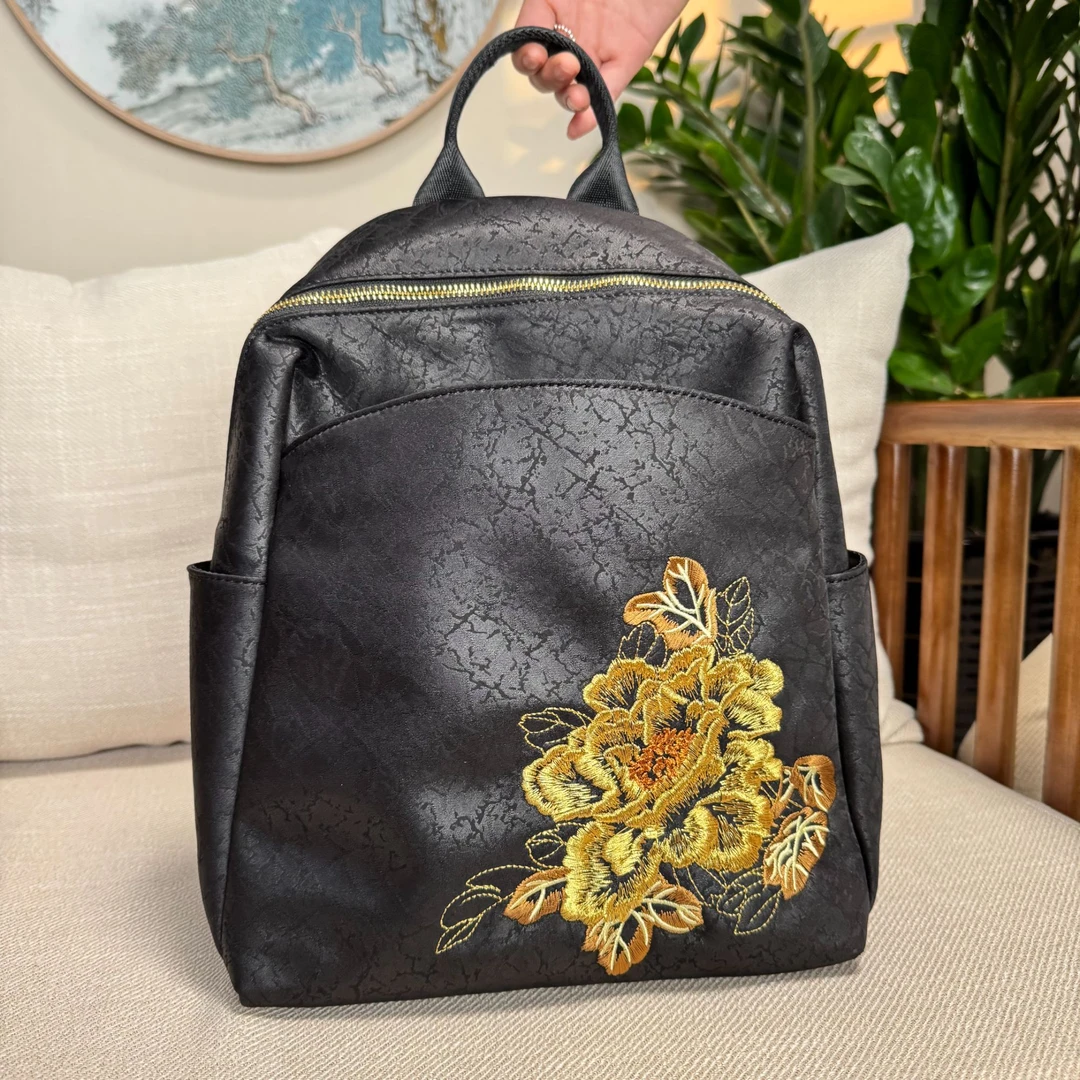【刺绣牡丹双肩包】女34*35*11旅游轻大包背包时尚防水大容量9月