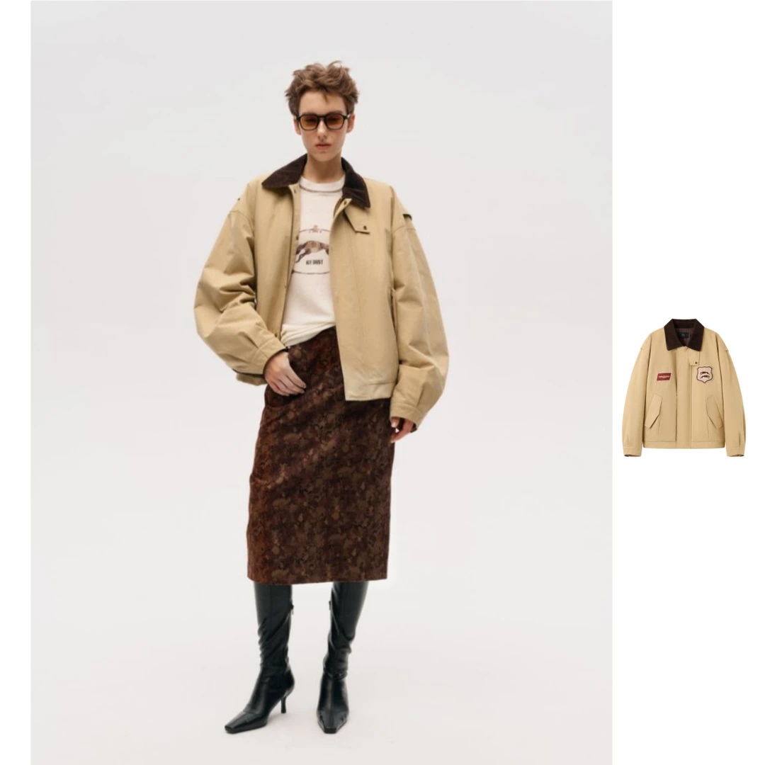 项小七ICE DUST  设计师品牌  25冬季新品撞色灯芯绒拼接棉服女款