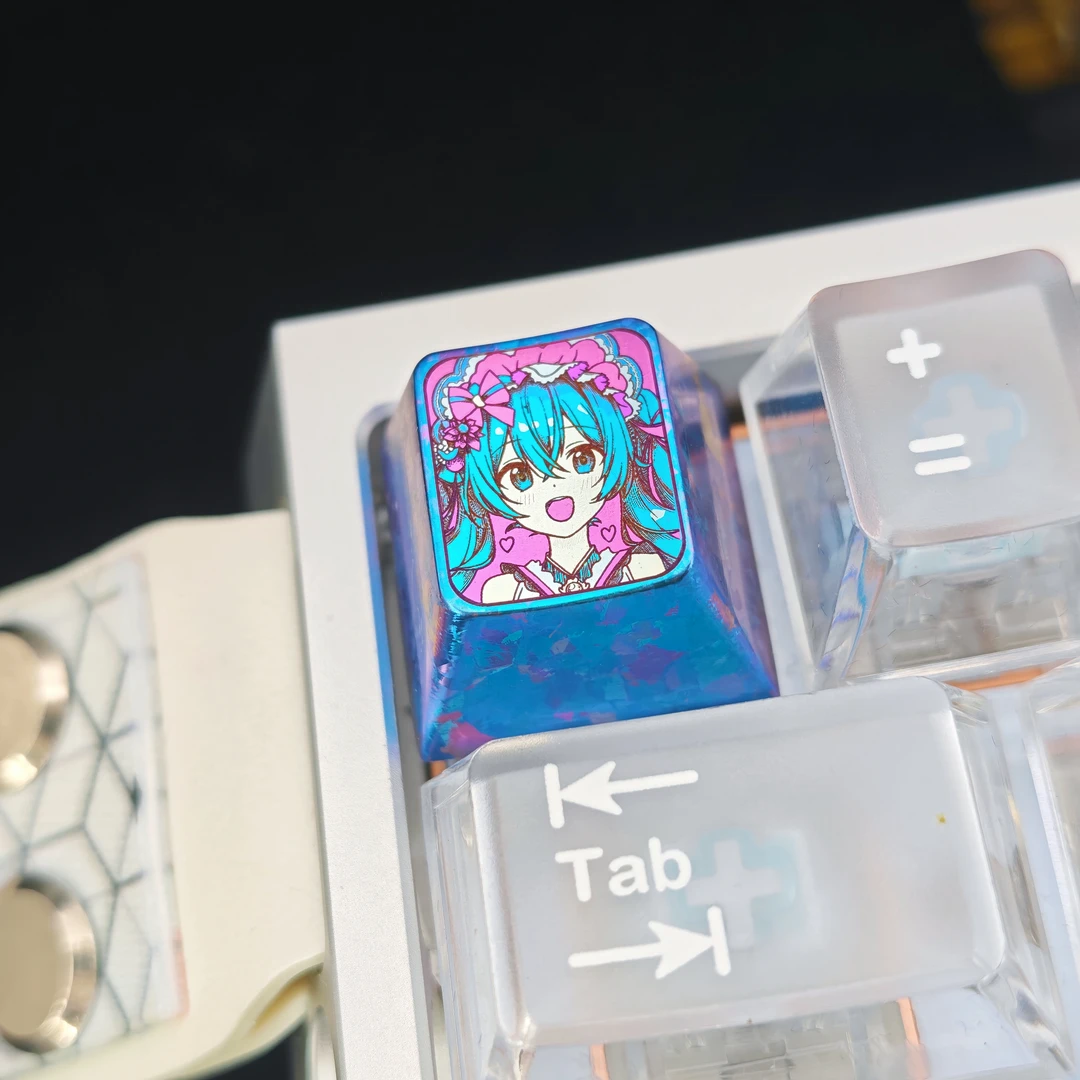 初音键帽初音未来钛合金键帽动漫键帽1u初音金属键帽键盘键帽