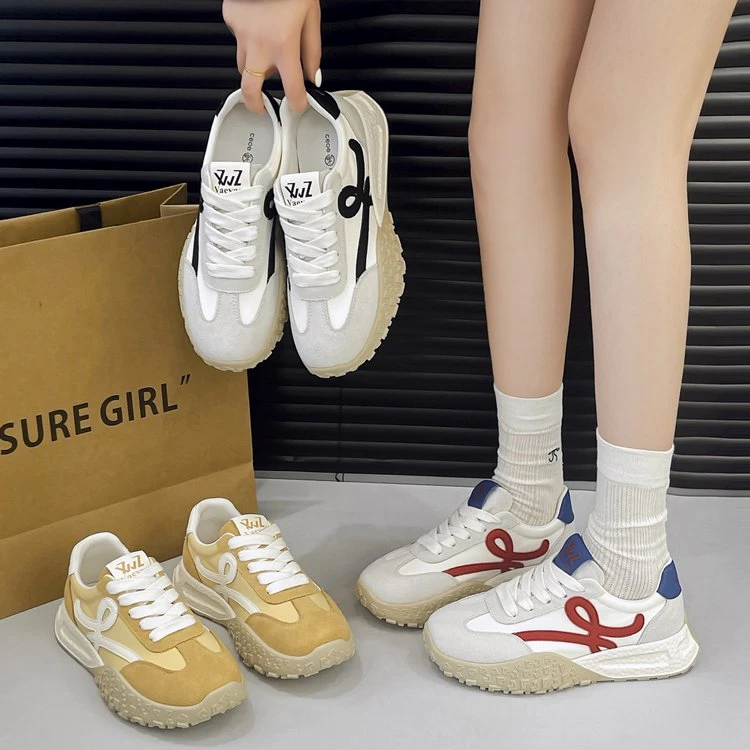 厚底阿甘鞋女2025春季新款复古德训鞋百搭休闲运动鞋2025年春季女