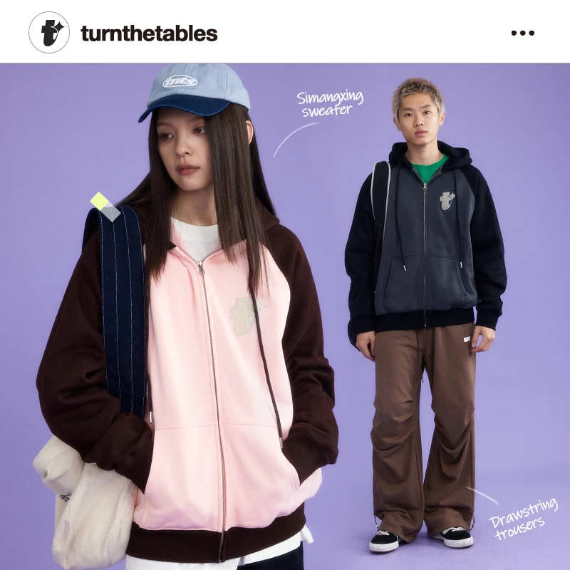 【今日浮力】Turnthetables四芒星拉链开衫连帽卫衣插肩长袖外套