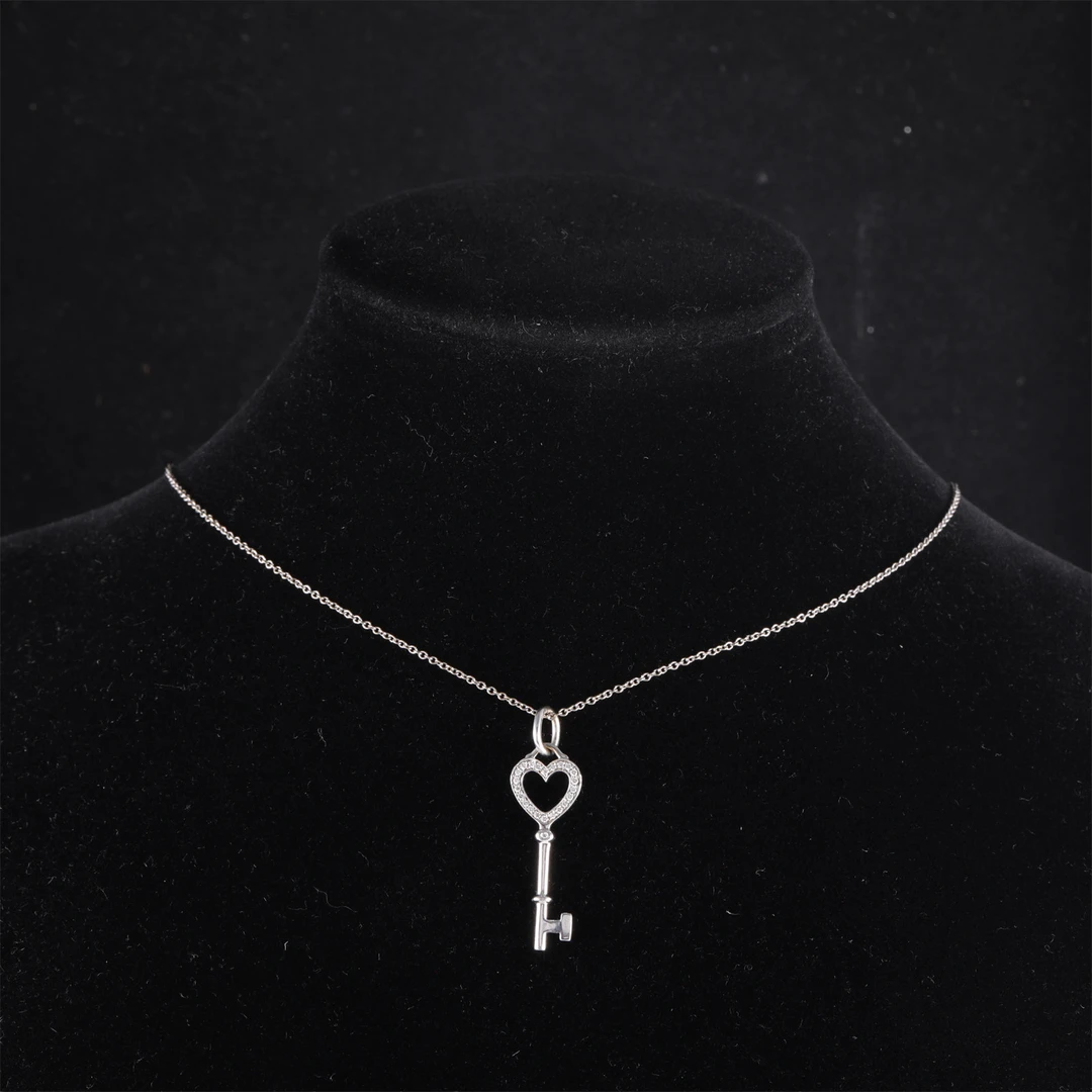99新 Tiffany & Co./蒂芙尼 小花柳 爱心 带钻 钥匙 项链