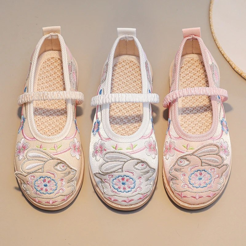 汉服鞋子女童马面裙鞋子古风儿童绣花鞋中国风古装老北京唐装布鞋