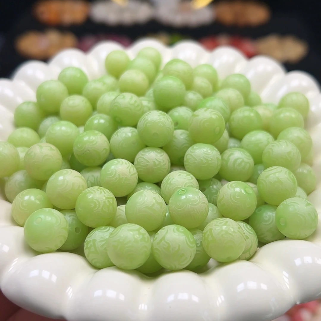菩提根/象牙果手串卡12青提色六字真言110颗