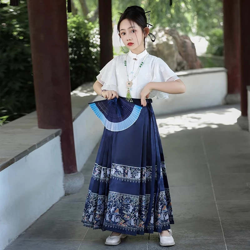 马面裙女童夏季2025新款夏装套装新中式高端国风儿童古风汉服古装