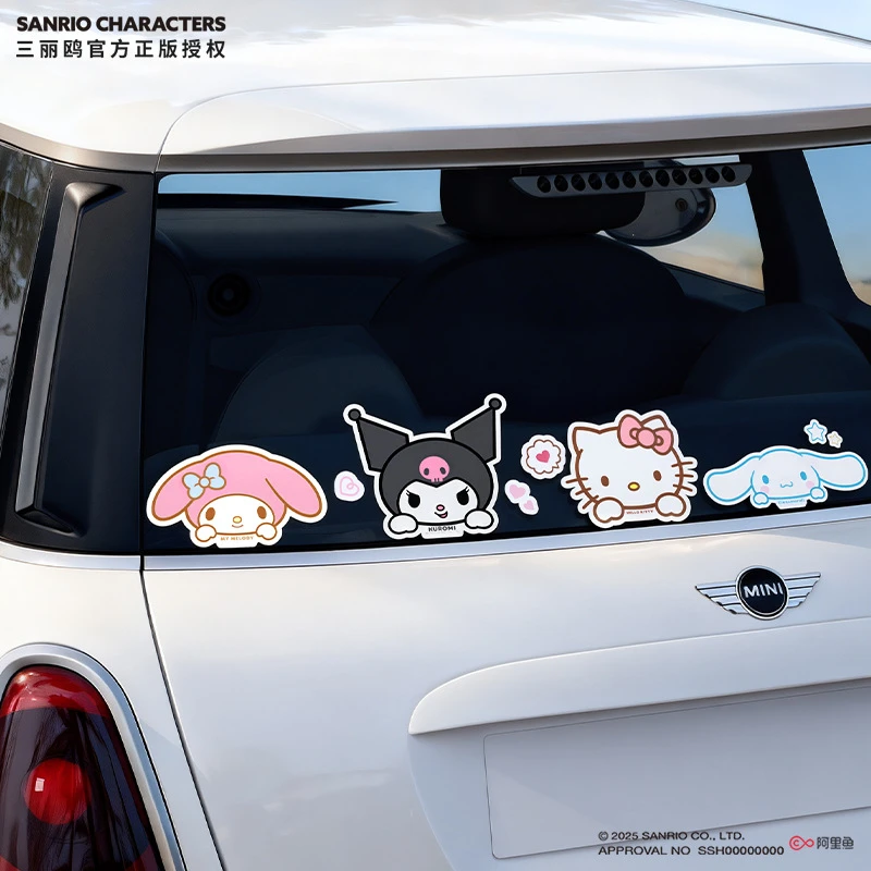 三丽鸥汽车贴纸车身遮挡划痕贴纸电动车防水可爱卡通装饰贴车贴