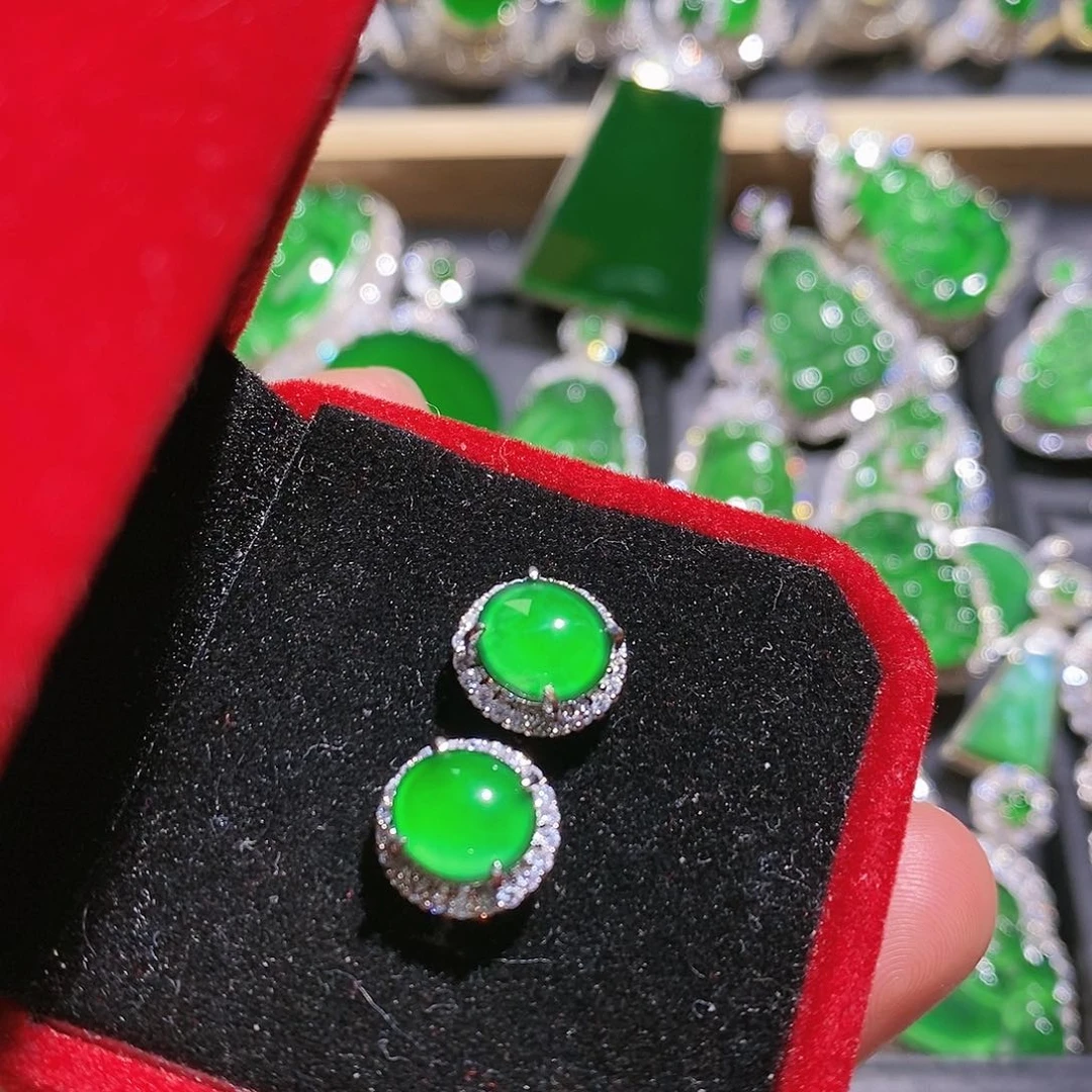 翡翠耳饰未镶嵌耳钉1