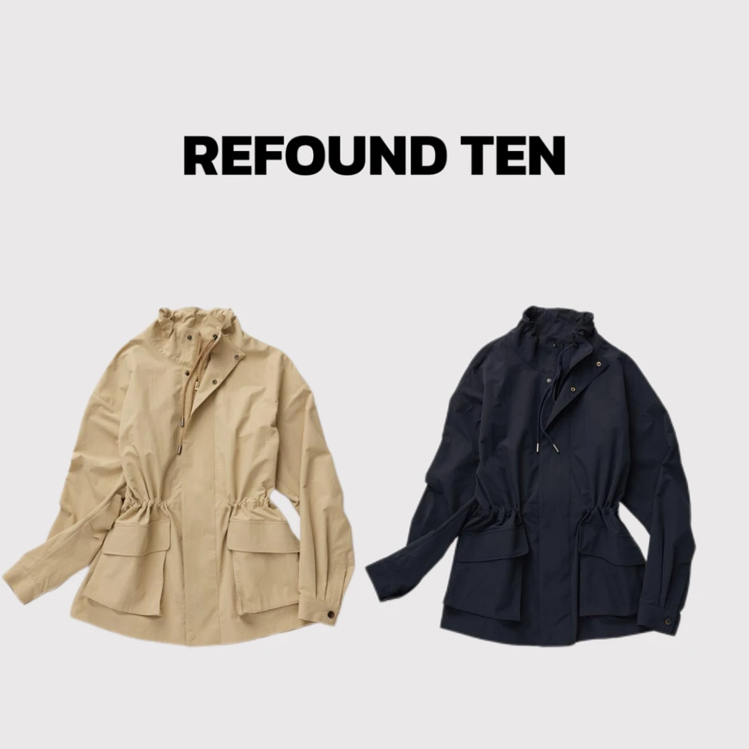 REFOUND TEN 秋季宽松型常规拉链常规款短外套女士——黑鸭子