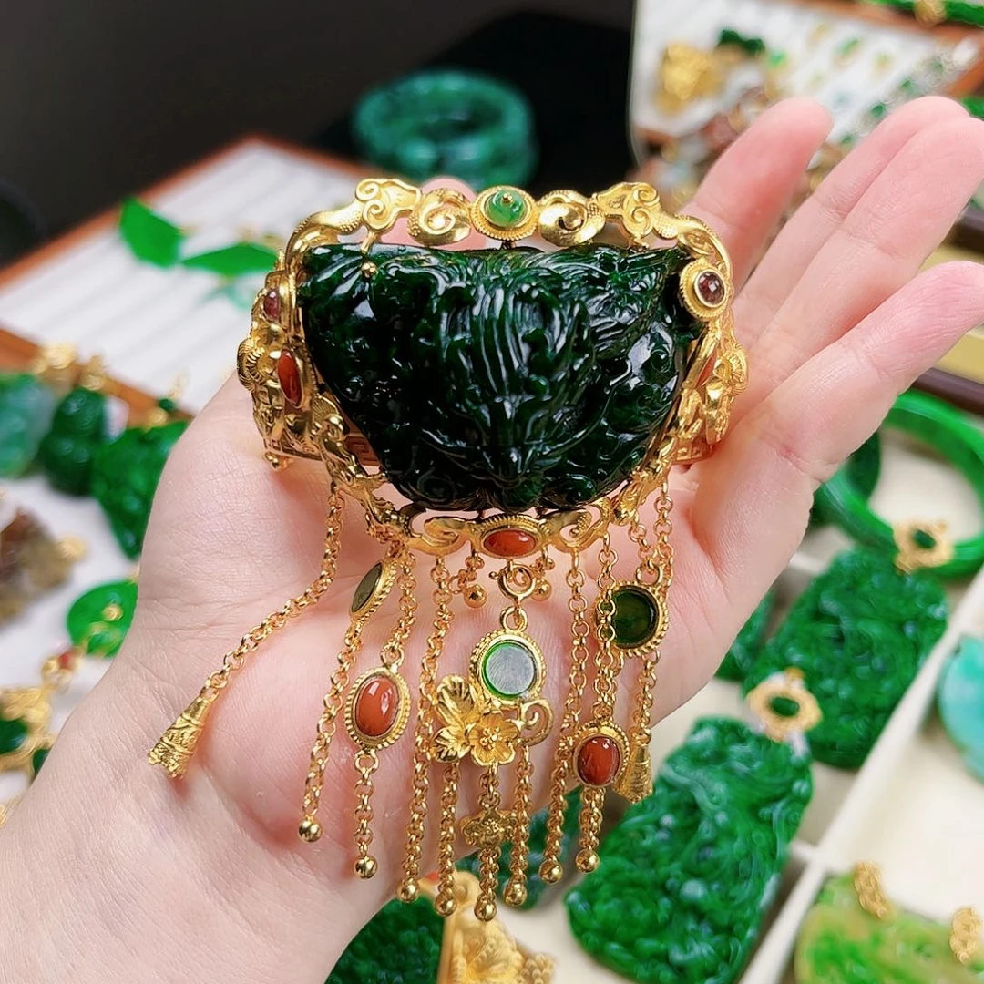 【闪购商品】银S925镀金镶嵌手镯翡翠一***苗