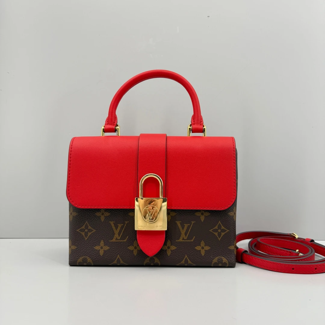 95新 LouisVuitton/路易威登 优选/LockyBB红色老花锁头包20x16x8