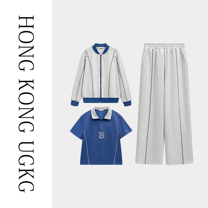 香港UG&KG 运动套装女春秋新款减龄遮肉妈妈卫衣外套秋装三件套