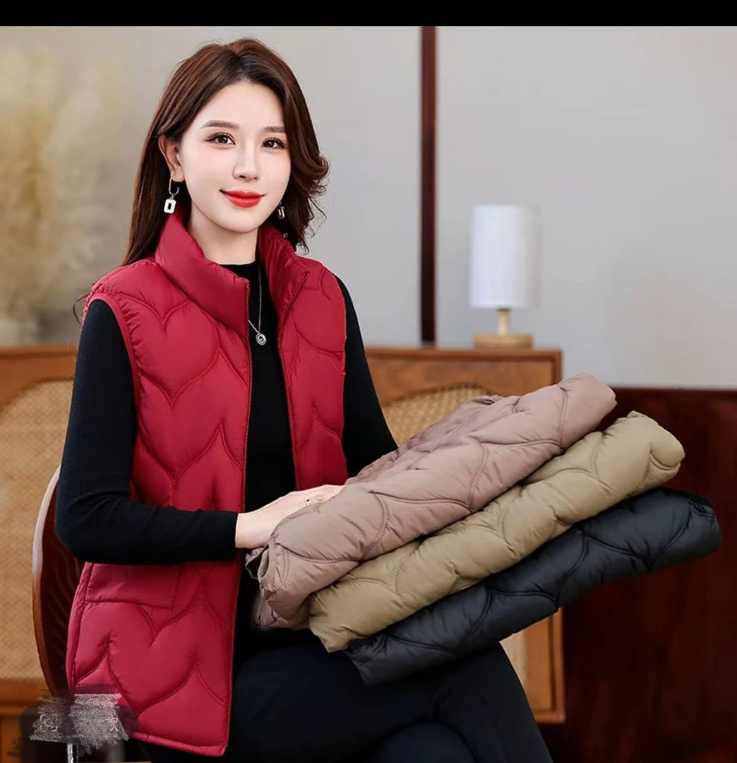 时尚秋冬立领女马甲新款妈妈大码女士短款坎肩外套保暖