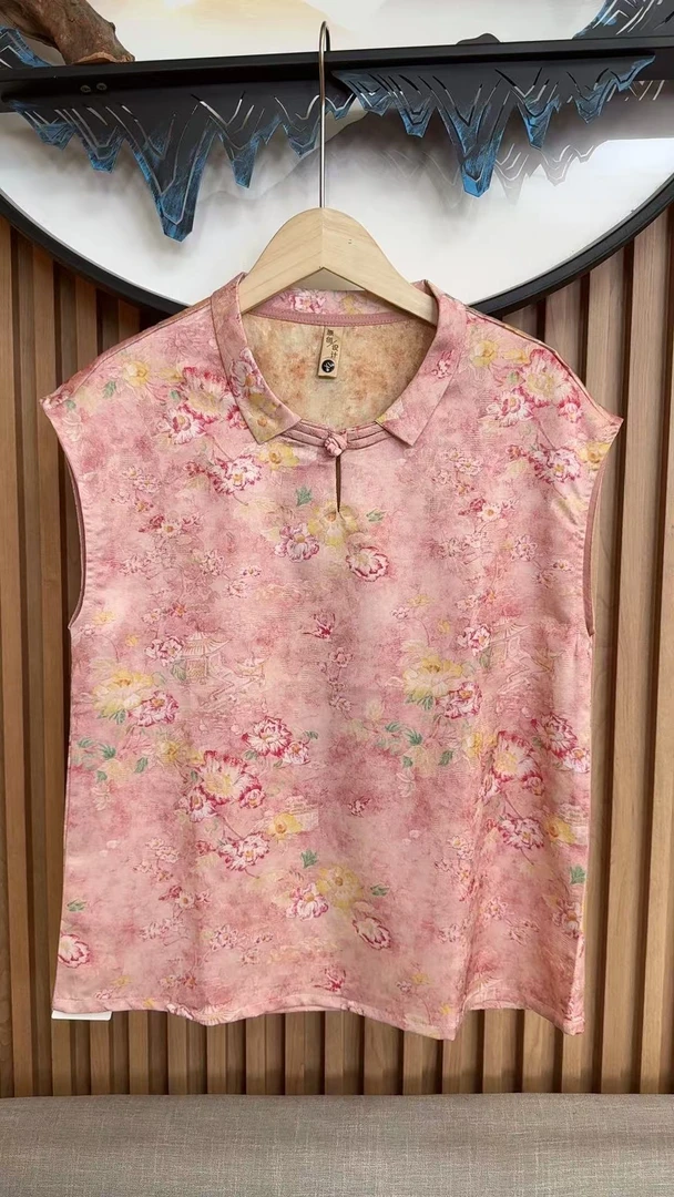 繁花-无袖圆领新中式复古短袖唐装1506