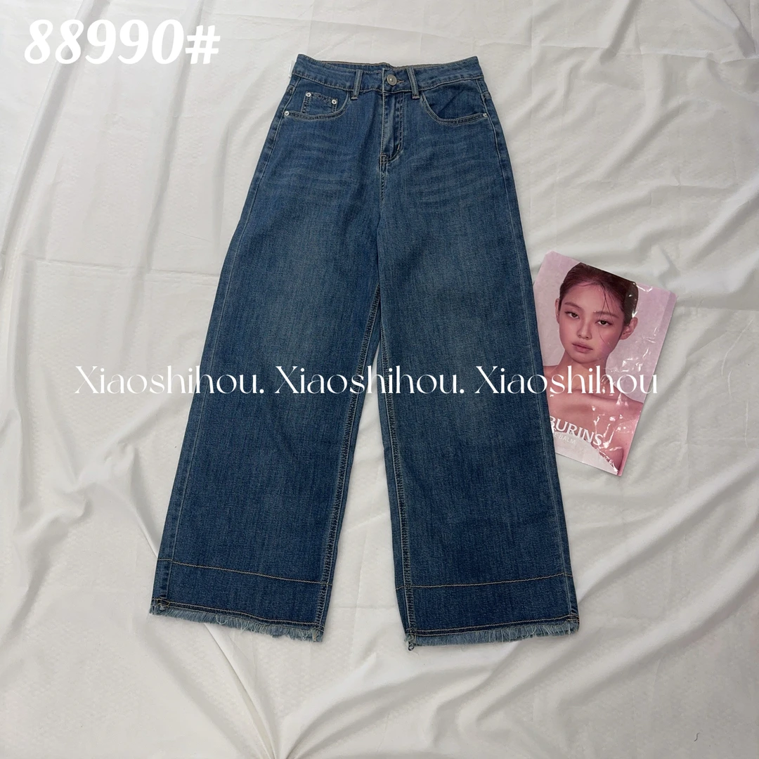 小时候女装店（no退no换）流苏裤脚直简牛仔裤88990