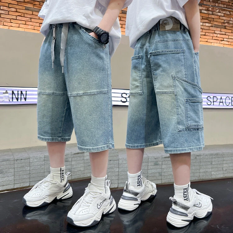 男童牛仔中裤夏季2025新款大童夏装裤子儿童薄款五分裤外穿痞帅潮