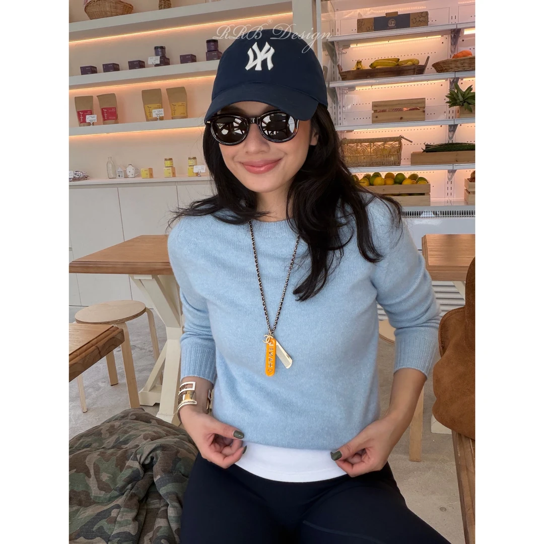 RRB Design「温暖故事」山羊绒绵羊毛混纺宽松显瘦套头长袖针织衫