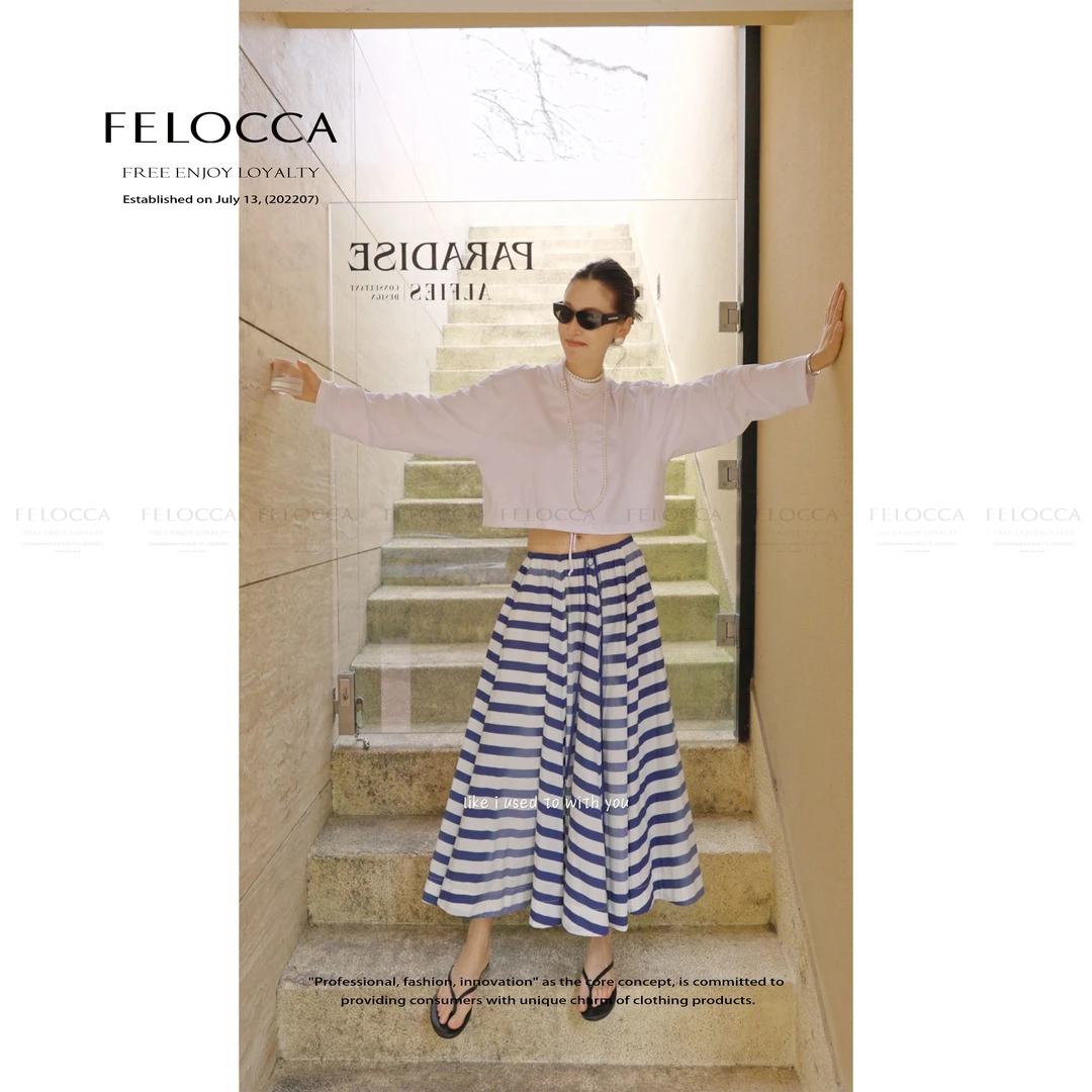 【FELOCCA】圆领简约长袖T恤百搭抽绳宽松休闲上衣25SSY355