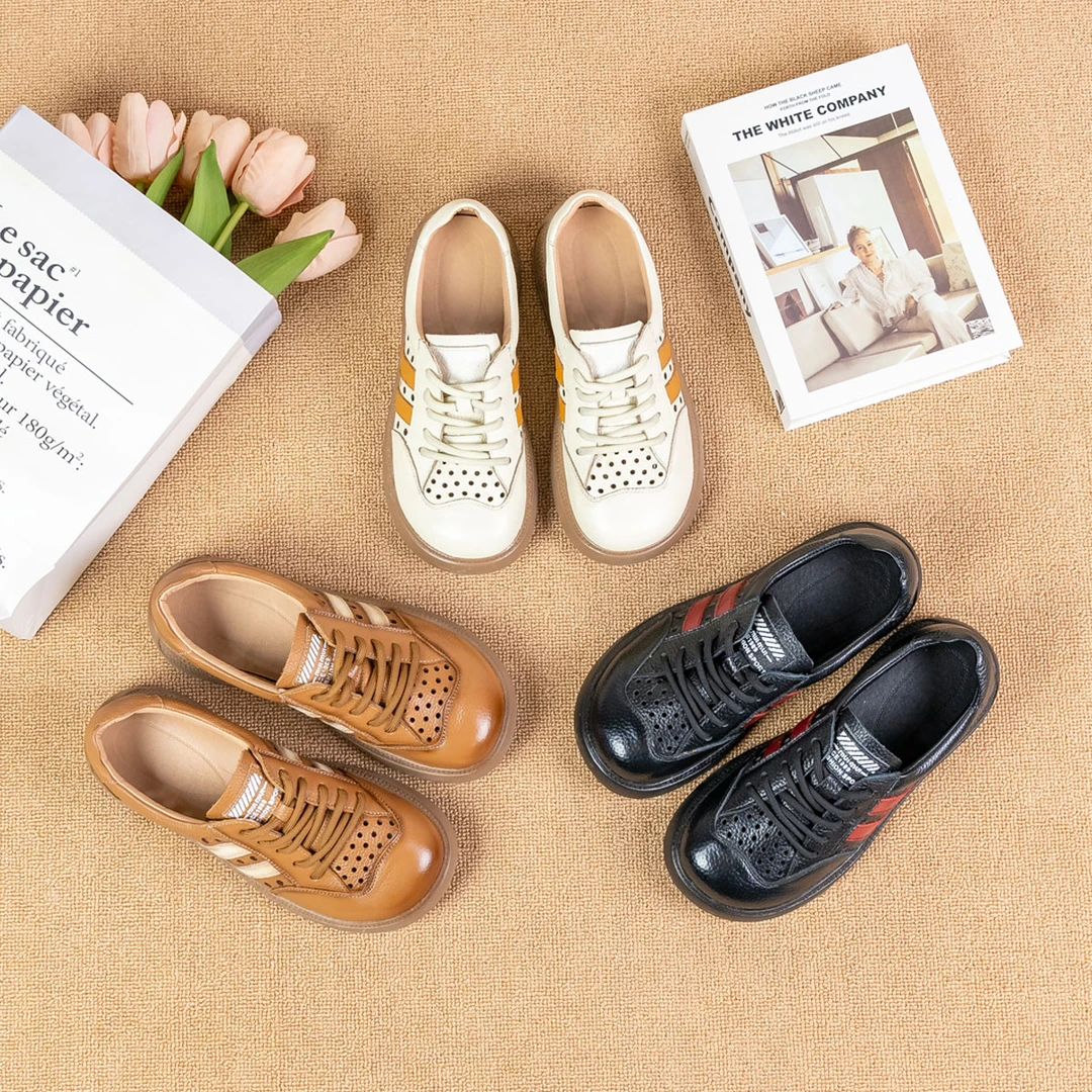 2025头层牛皮时尚百搭舒适软底单鞋透气复古通勤时尚休闲鞋 6128