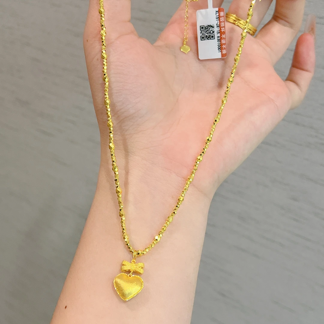 不支持七天无理由 【爱心蝴蝶结黄金套链】足金999 多样性发一