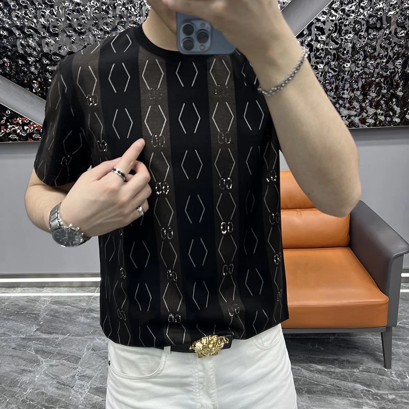 2025男士欧货轻奢高品质夏季短袖T恤时尚百搭休闲商务圆领半袖