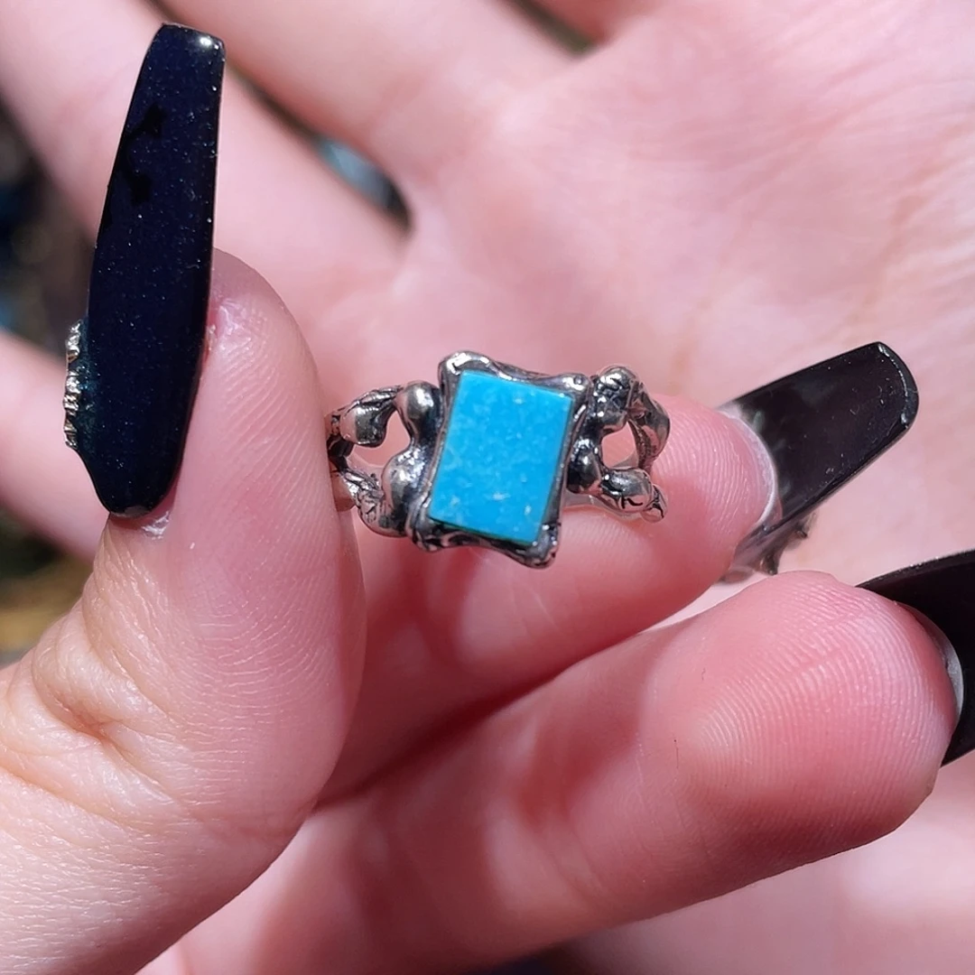 绿松石银S925镶嵌戒指