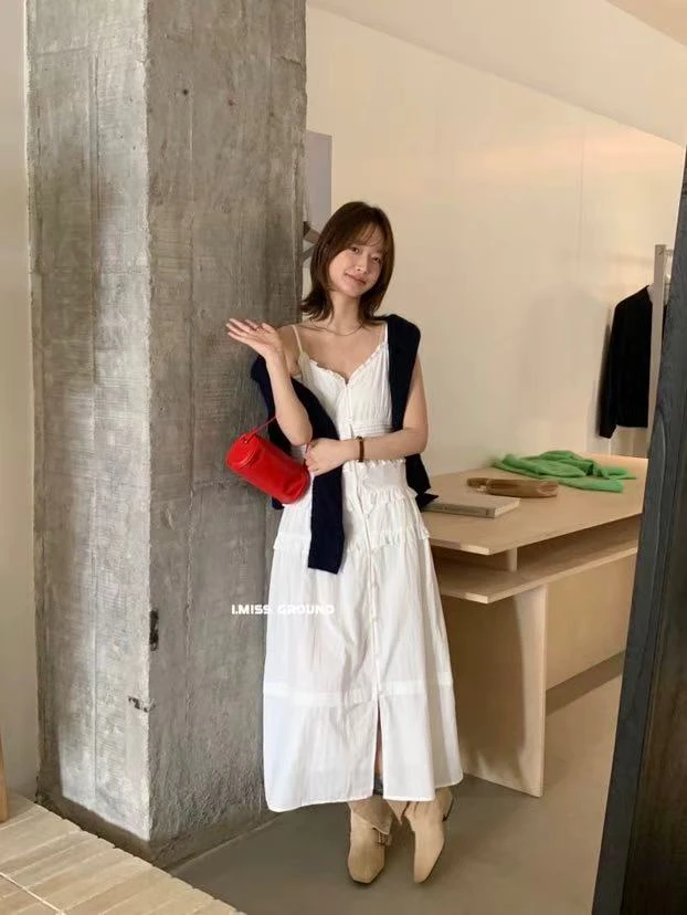 imiss@80526 法式气质重工花边吊带连衣裙 6-26