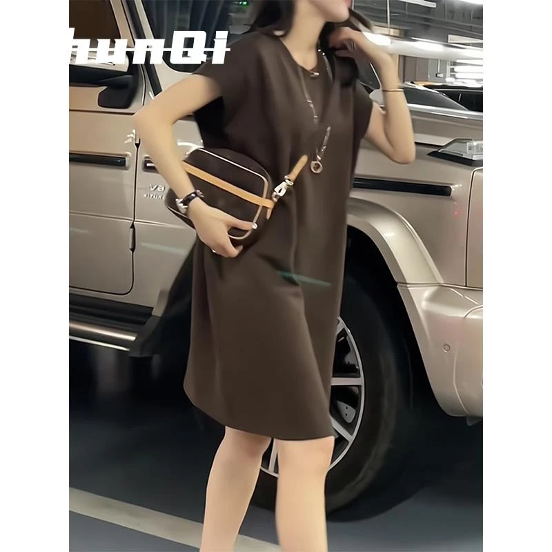淳启重磅新款夏季气质百搭显瘦宽松短袖t恤连衣裙上衣女装休闲潮