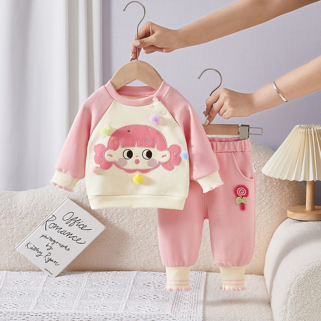 儿童套装刺绣女孩卫衣两件套洋气2025秋季新款韩版长袖宝宝外出服