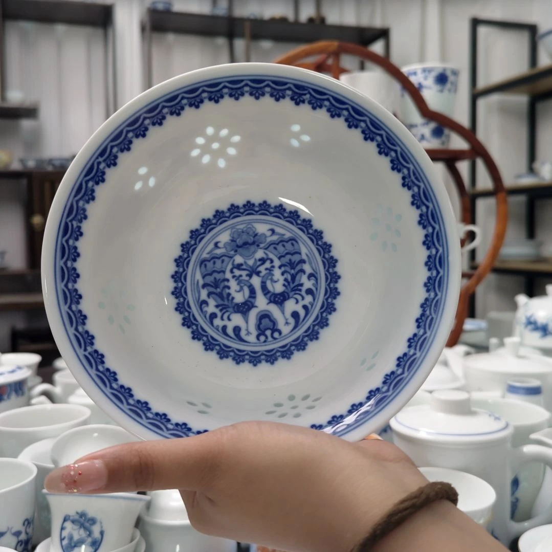 瓷孔雀7寸面碗两只装