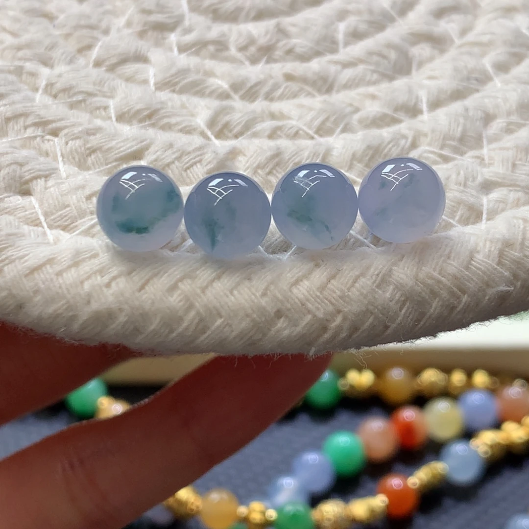 定制翡翠未镶嵌 毛货抛光定制 卡8+蓝紫藤花 单颗价多样性发其一