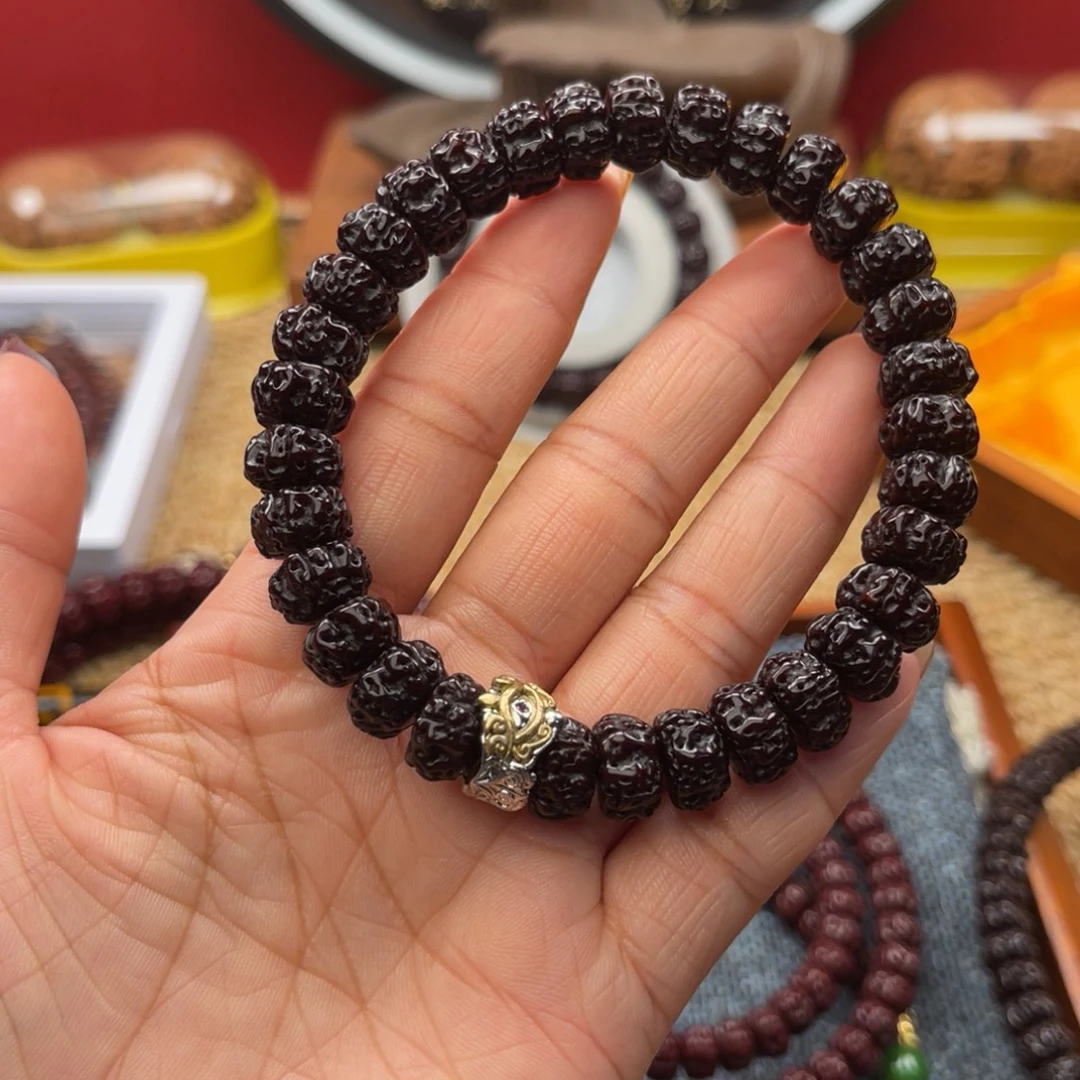 金刚菩提吊坠藏式直切一代龙黑金