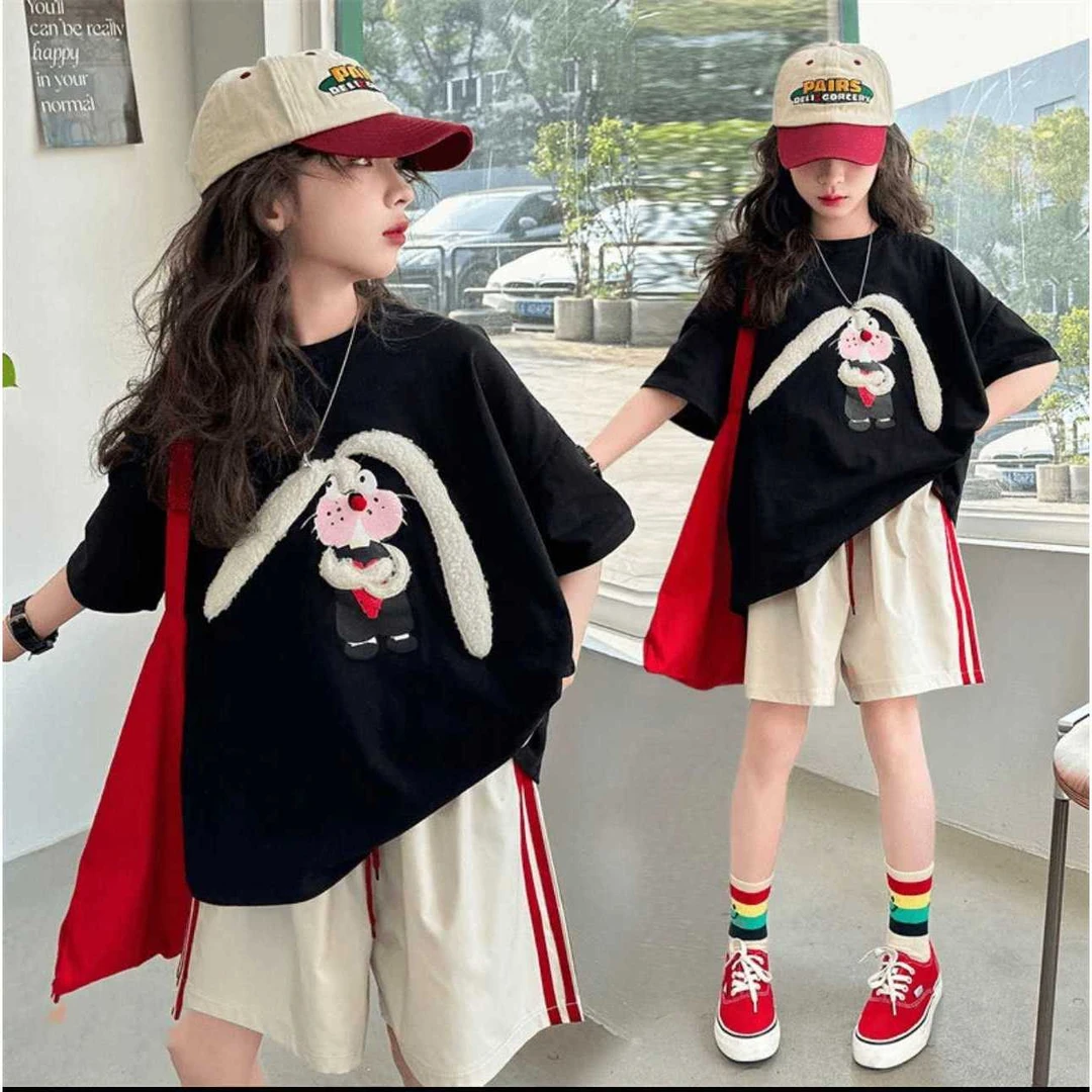 女童套装中大童2025夏季短袖洋气时髦针织毛衣休闲两件套童装潮流