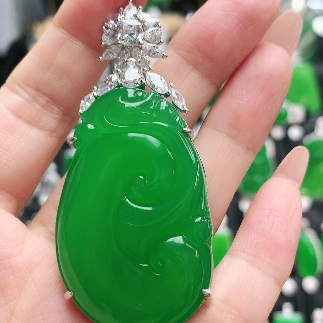 玛瑙/玉髓银S925镶嵌吊坠