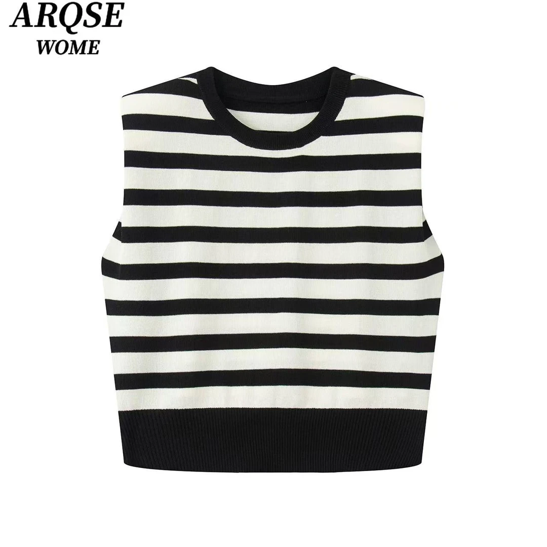 【上衣】【商场同款】2025夏季新品款无袖条纹针织衫上衣女3111