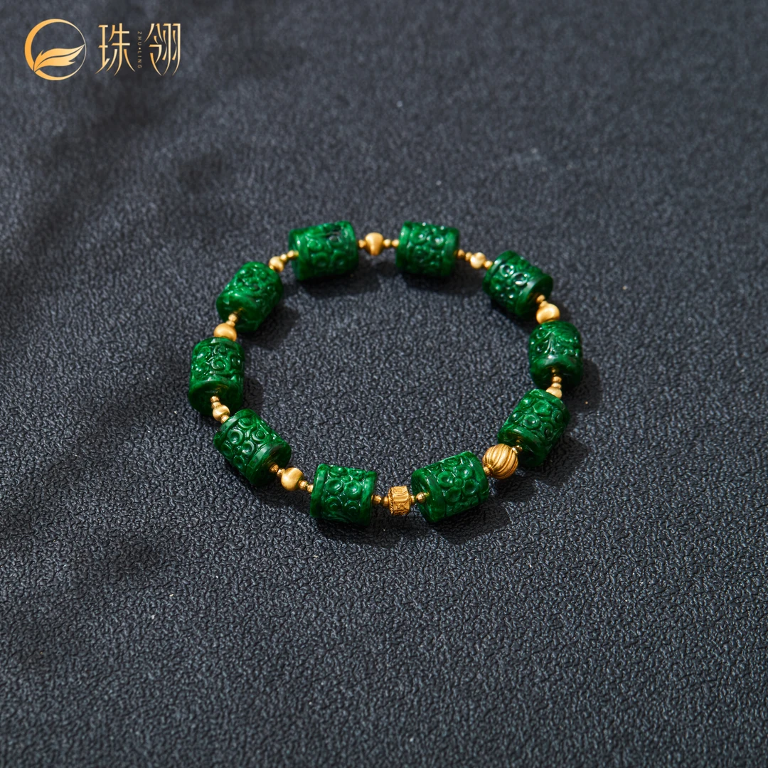 【珠翎珠宝】空青 | 18K翡翠干青手串多样性发一#XYGD273009-B