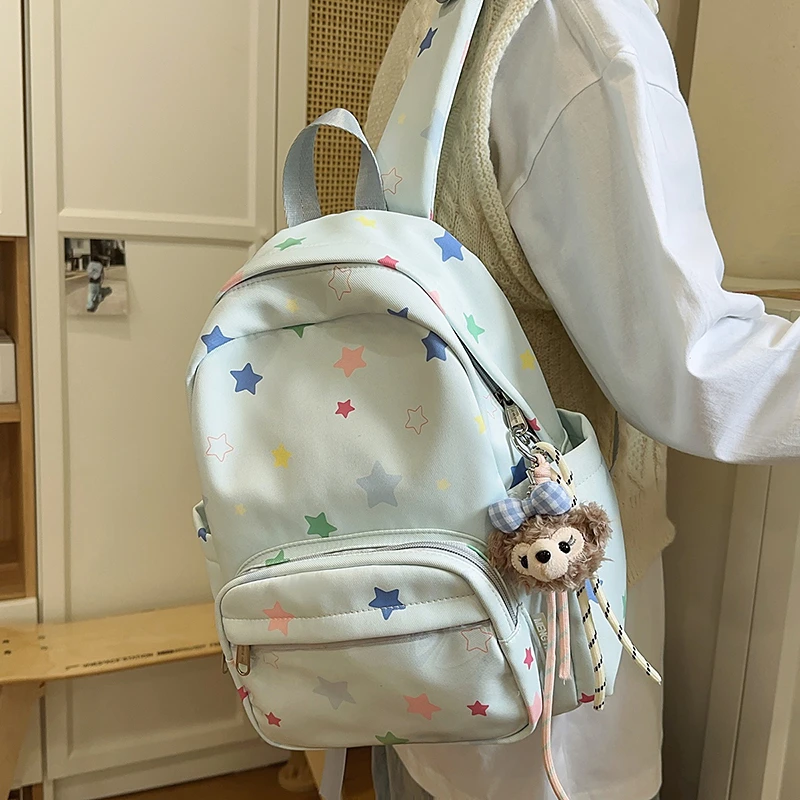 时尚双肩包女2025新款轻便百搭初中生上课书包旅行出游通勤背包