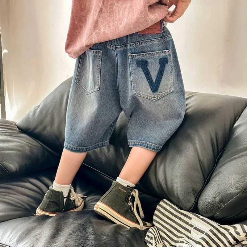 【赛络纺原单】儿童牛仔软短裤夏薄款中大童五分裤男童中裤韩版裤子