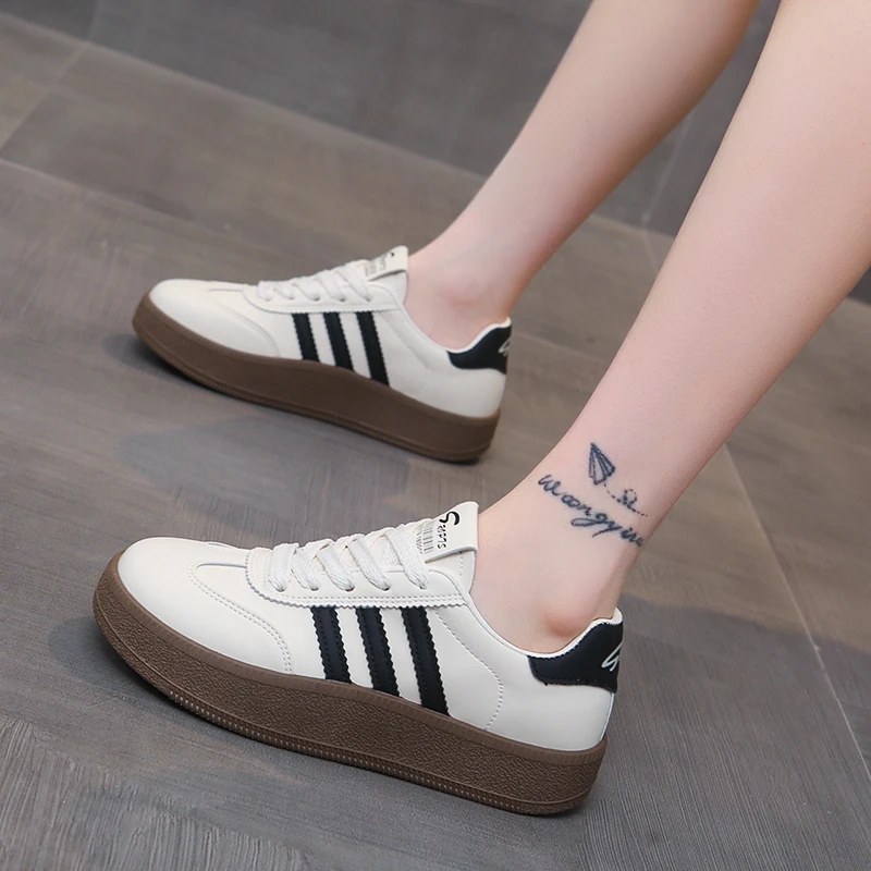 复古经典小白鞋女小码34户外真皮学生休闲板鞋明星同款健步德训鞋