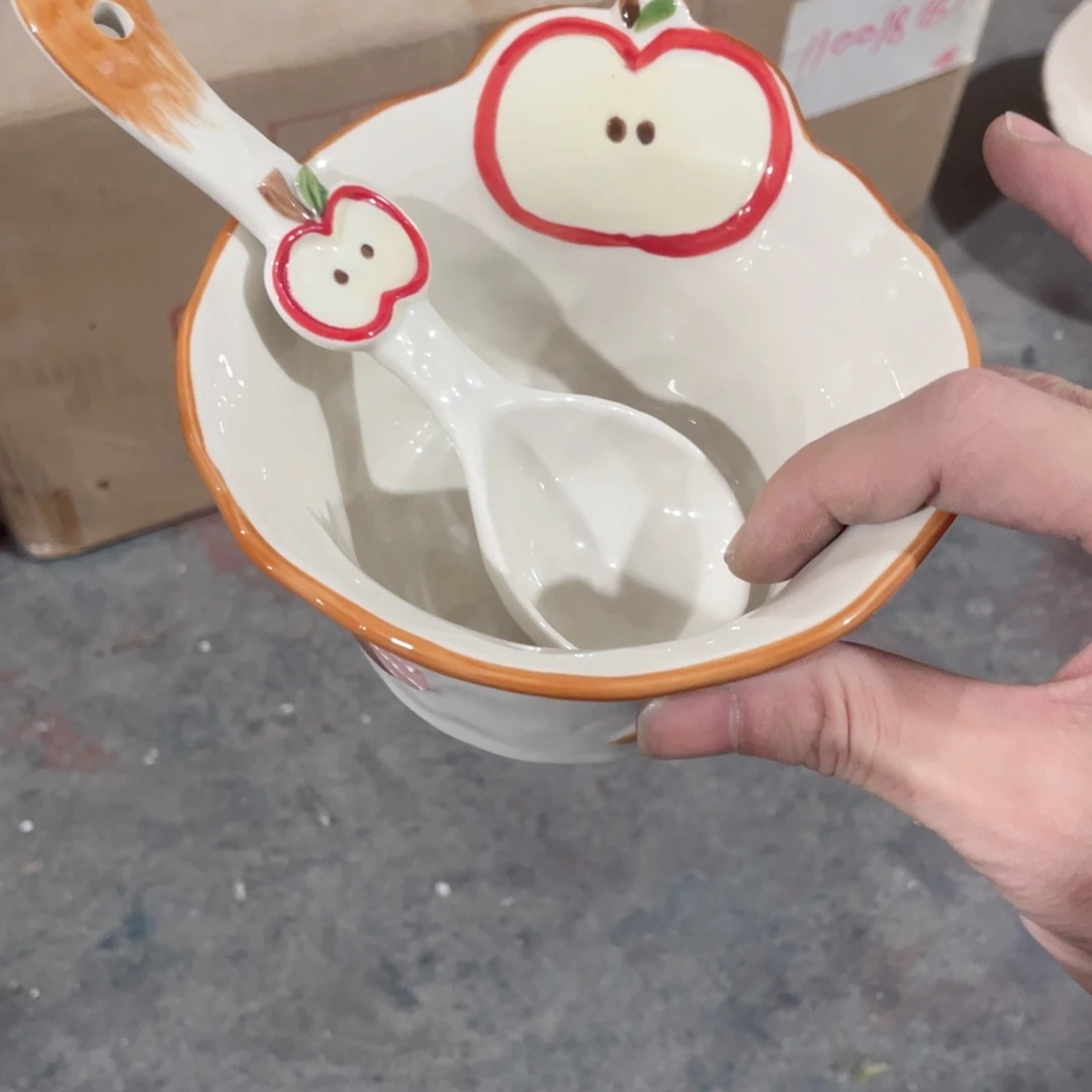 微瑕陶瓷餐具海派甜心甜品碗一个加一勺