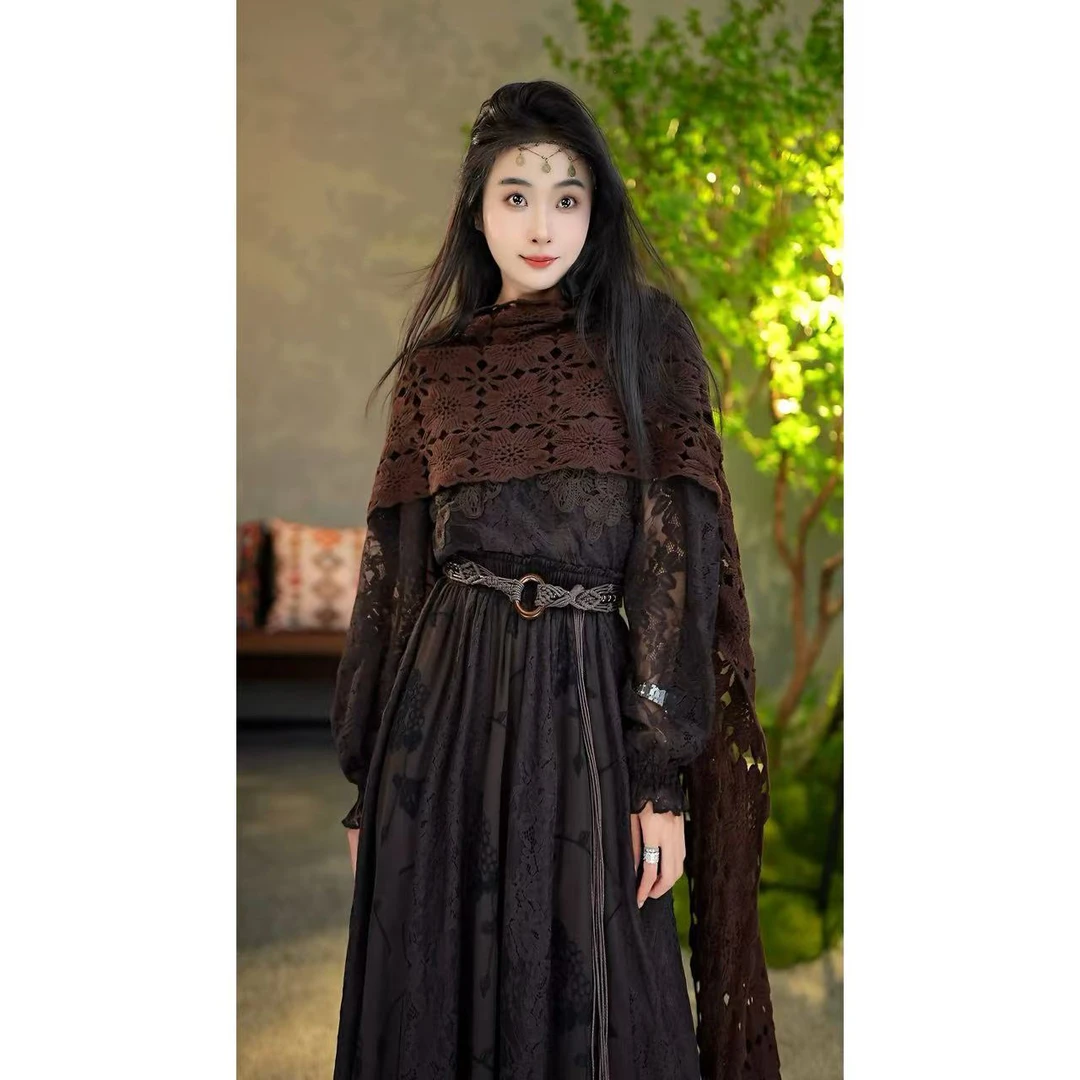 【陶子】文艺复古风勾花款百搭时尚围巾3P3009