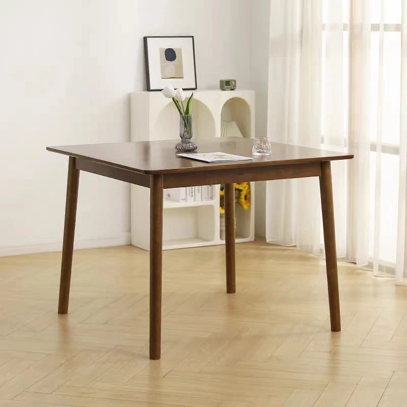 北欧轻奢风实木直腿方桌融合中西客餐厅桌椅组合家用小户型方餐桌